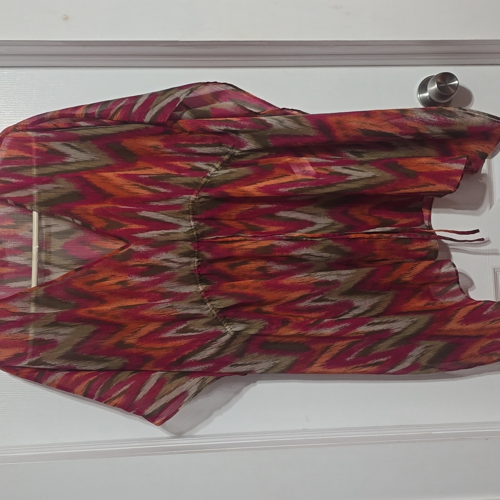 Michael Kors Multicolor Sheer Blouse Or Beach Coverup